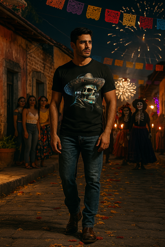 Legendary Mexican Skull T-Shirt – “El Que Nunca Se Quiso Ir” | Día de Muertos Cowboy Vibes