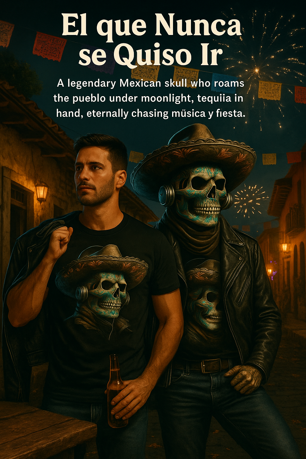 Legendary Mexican Skull T-Shirt – “El Que Nunca Se Quiso Ir” | Día de Muertos Cowboy Vibes