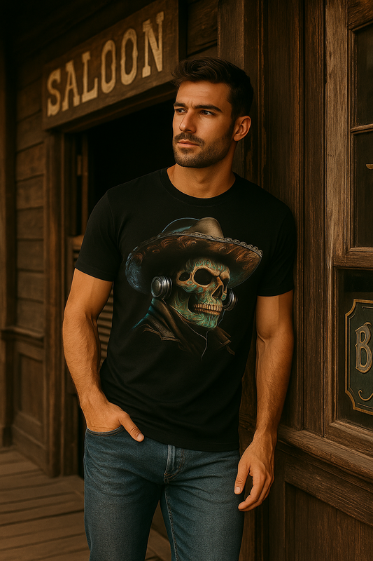 Legendary Mexican Skull T-Shirt – “El Que Nunca Se Quiso Ir” | Día de Muertos Cowboy Vibes