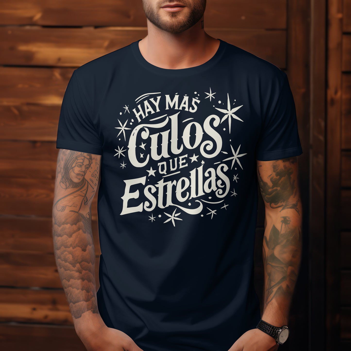 Graphic tee with hand-lettered cosmic typography / Camiseta gráfica con tipografía galáctica ilustrada a mano