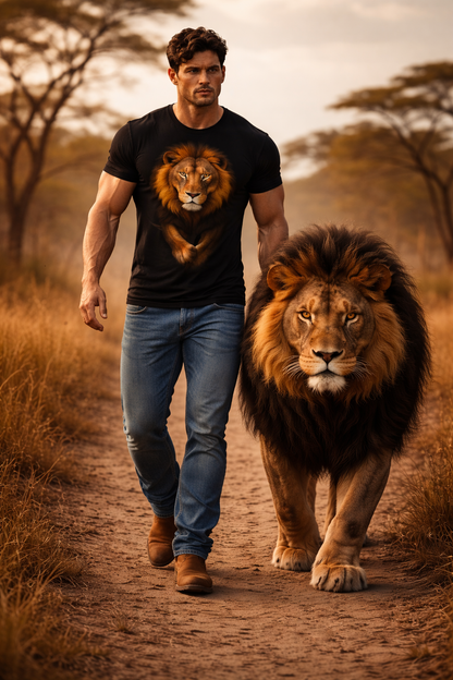 KE CHINGÓN APPAREL Lion T-Shirt 100% Premium Cotton Super Soft Feel Unisex Crewneck Streetwear Tee